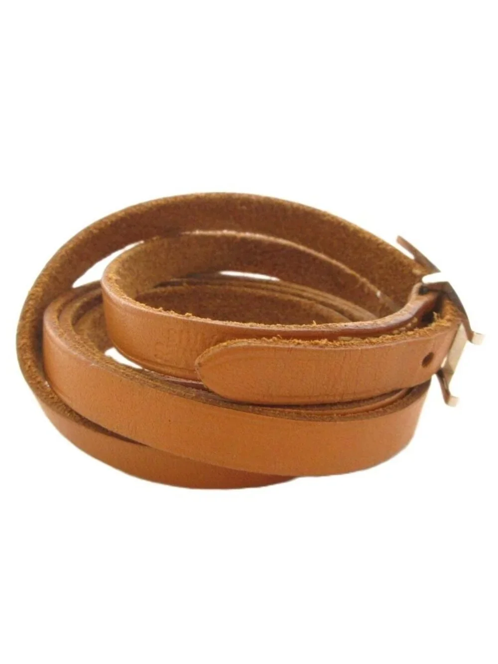 Hermes Hapi 3 Leather Bracelet H Buckle Brown Silver Colored